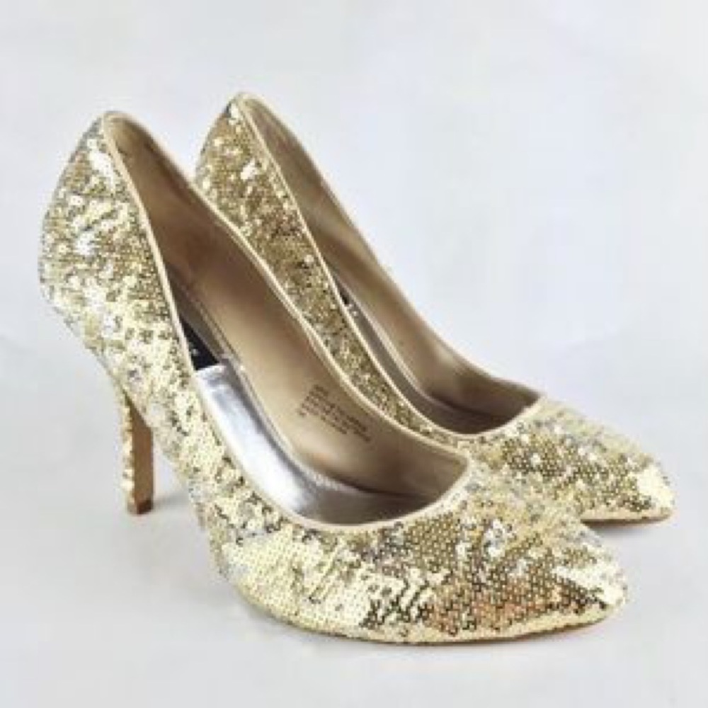 WHITE HOUSE BLACK MARKET Sequined Heels - Picture 2 of 7